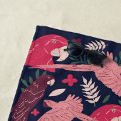 Ara Parrot Red Roze Tekening Tropisch Verlof Patro Strandlaken (In situ)