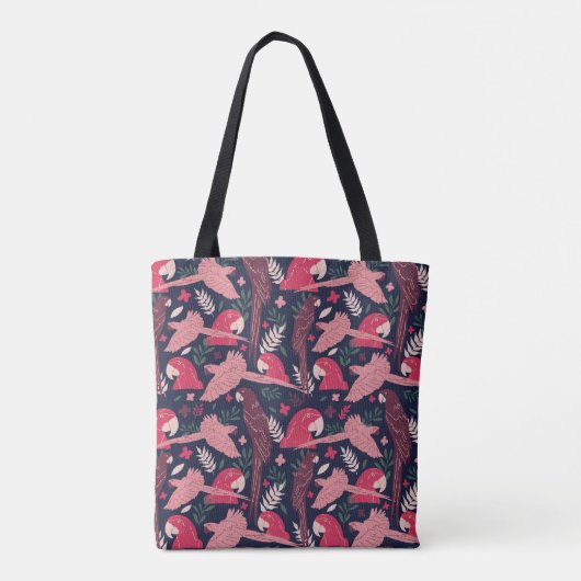 Ara Parrot Red Roze Tekening Tropisch Verlof Patro Tote Bag (Achterkant)