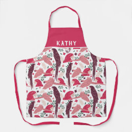 Ara Parrot Red Tropical Leaf Pattern Name Schort