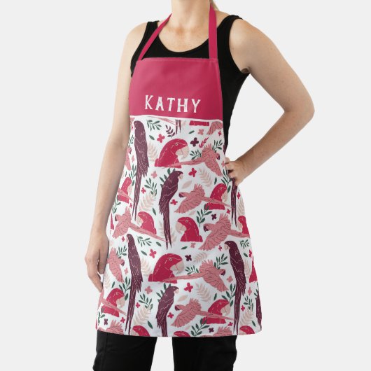 Ara Parrot Red Tropical Leaf Pattern Name Schort (Insitu)