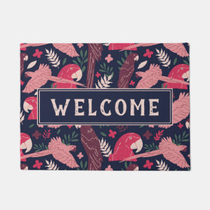 Ara Parrot Red Tropical Pattern Welkom Deurmat