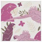 Ara Parrot Roze Tropisch Leaf Pattern Stof (Close Up)