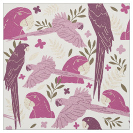Ara Parrot Roze Tropisch Leaf Pattern Stof