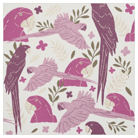 Ara Parrot Roze Tropisch Leaf Pattern Stof (Swatch)