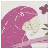 Ara Parrot Roze Tropisch Leaf Pattern Stof (Close Up)