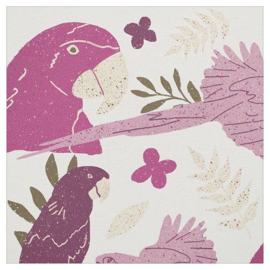 Ara Parrot Roze Tropisch Leaf Pattern Stof (Swatch)