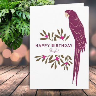 Ara Parrot Tropische Bladeren Draaien Birthday Kaart