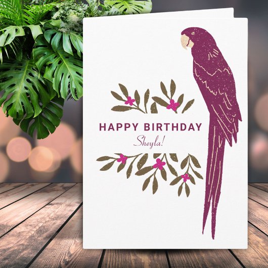 Ara Parrot Tropische Bladeren Draaien Birthday Kaart