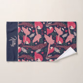 Ara Parrot Tropische Patroontekening Monogram Bad Handdoek (Handdoek)