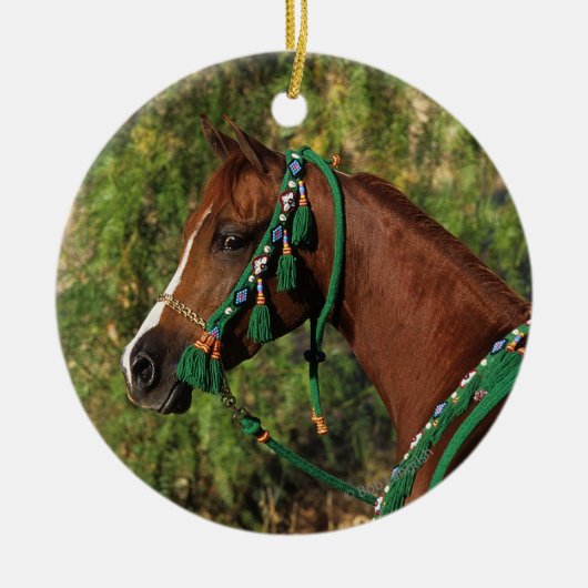 Arab Horse Headshot met bridle Keramisch Ornament (Voorkant)