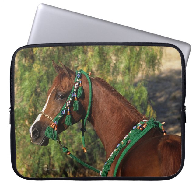 Arab Horse Headshot met bridle Laptop Sleeve (Voorkant)