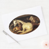 ARAB TENT MET HORSEN , ANDERE DIEREN OVALE STICKER (Envelop)