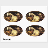 ARAB TENT MET HORSEN , ANDERE DIEREN OVALE STICKER (Vel)