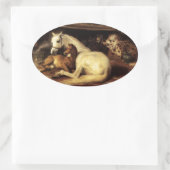 ARAB TENT MET HORSEN , ANDERE DIEREN OVALE STICKER (Tas)