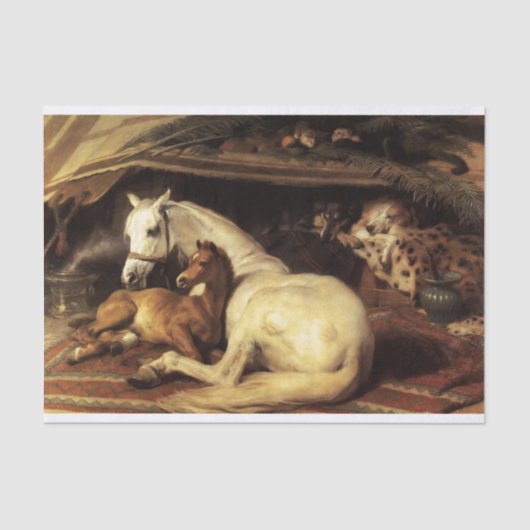 ARAB TENT MET HORSEN , ANDERE DIEREN TISSUEPAPIER (Voorkant)