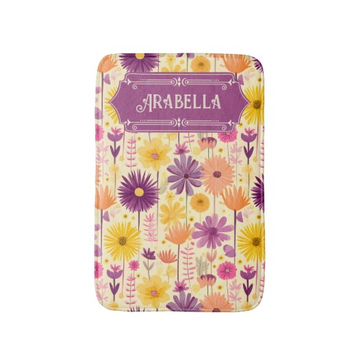 Arabella Cascading Modern Floral Pattern Badmat (Voorkant Verticaal)