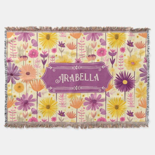 Arabella Cascading Modern Floral Pattern Deken (Voorkant)