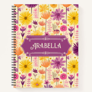 Arabella Cascading Modern Floral Pattern Deluxe Notitieboek