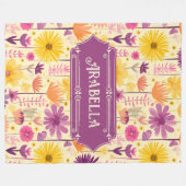 Arabella Cascading Modern Floral Pattern Fleece Deken (Voorkant (Horizontaal))