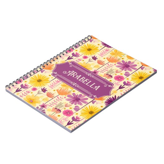 Arabella Cascading Modern Floral Pattern Notitieboek (Linkerzijde)