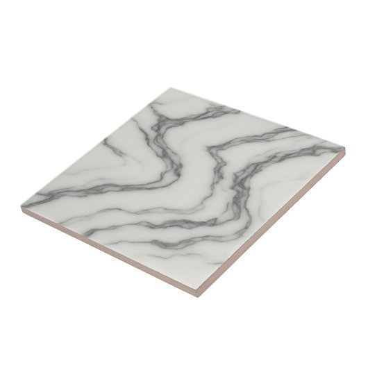 Arabescato Flow – Elegant wervelend wit marmer Tegeltje (Zijkant)