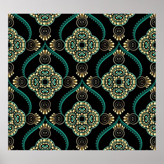 Arabesk Bloemen, Elegantiepatroon. Poster (Voorkant)