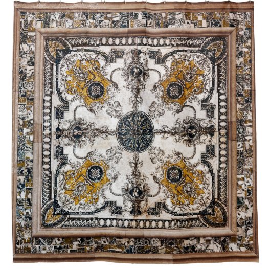 Arabesk Marmeren Textuur Patchwork Douchegordijn (Voorkant)