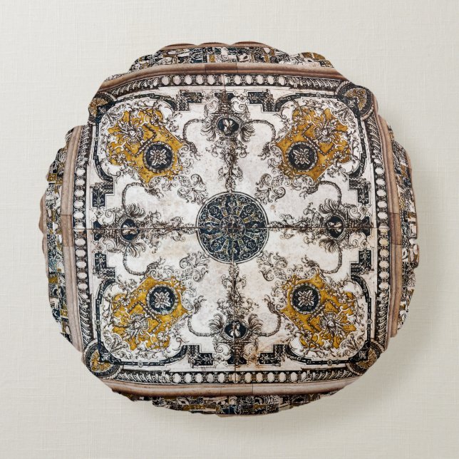 Arabesk Marmeren Textuur  Patchwork Rond Kussen (Voorkant)