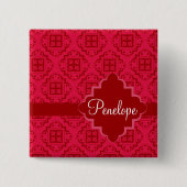 Arabesk Marokkaans rood karmozijnrode naambadge Vierkante Button 5,1 Cm (Voorkant)
