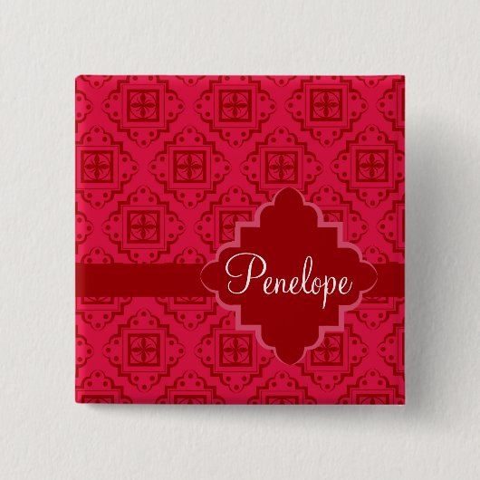 Arabesk Marokkaans rood karmozijnrode naambadge Vierkante Button 5,1 Cm (Voorkant)