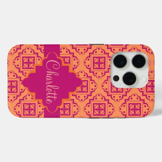 Arabesk Marokkaans Sinaasappel magenta naam person Case-Mate iPhone Case (Achterkant (horizontaal))
