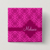 Arabesk Marokkaanse magenta naambadge Vierkante Button 5,1 Cm (Voorkant)