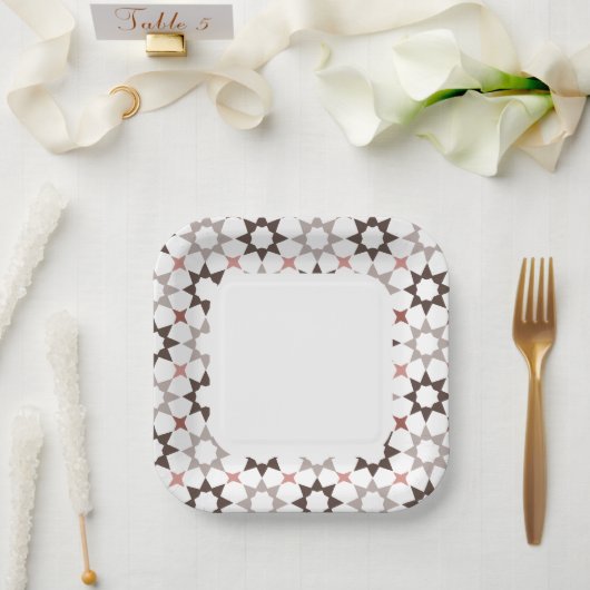 Arabesk patroon vierkant papier bord (Huwelijk)