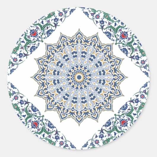 Arabesk Perzisch Oriëntaals Arabisch Turks Decor Ronde Sticker (Voorkant)