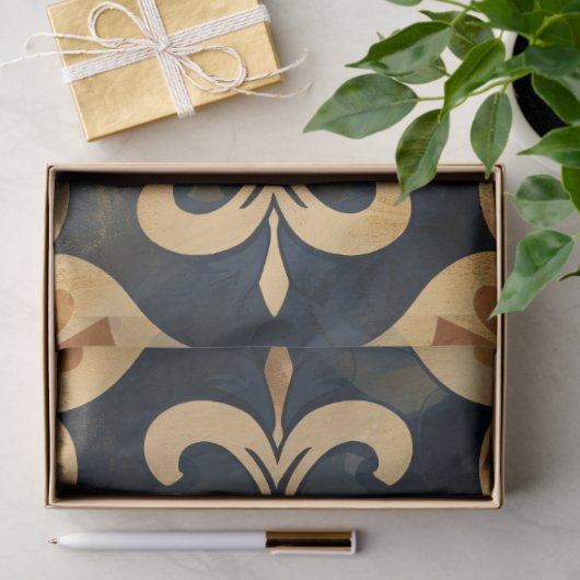 Arabesk Sierpatroon Goud en Donkere Tonen Tissuepapier (Geschenk)