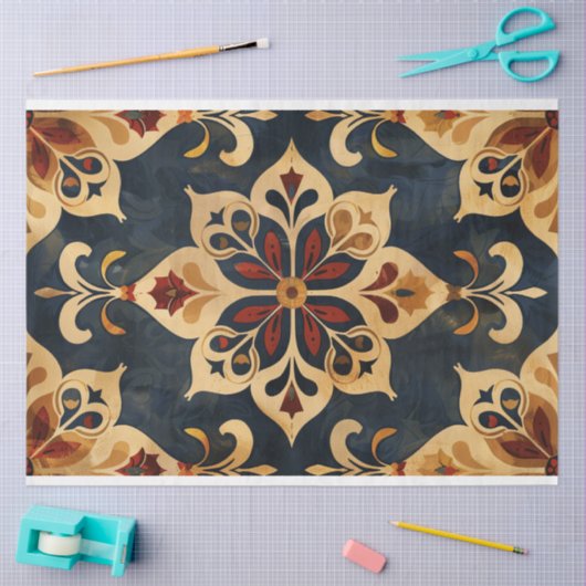 Arabesk Sierpatroon Goud en Donkere Tonen Tissuepapier (Craft)