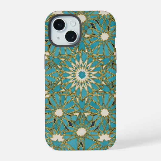arabesk turquoise iPhone 15 case (Achterkant)