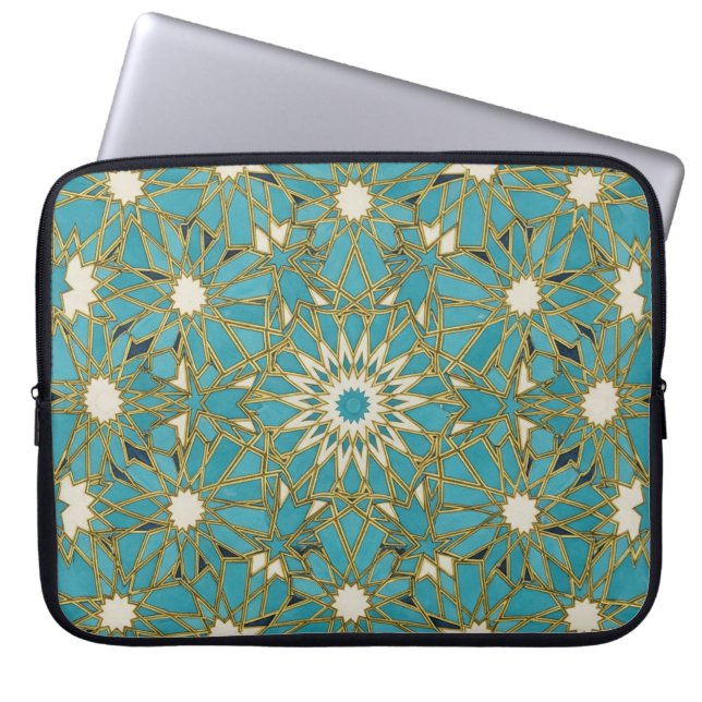arabesk turquoise laptop sleeve (Voorkant)