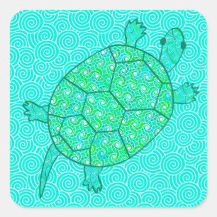 Arabeskaardschildpad - schoppen van zeelieden vierkante sticker