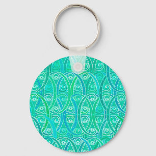 Arabeskpatroon - aqua en turquoise sleutelhanger