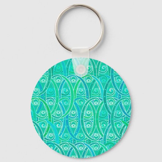 Arabeskpatroon - aqua en turquoise sleutelhanger (Voorkant)