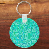 Arabeskpatroon - aqua en turquoise sleutelhanger (Voorkant)