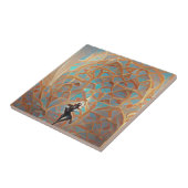 Arabesque architectuur turquoise gold met danser tegeltje (Zijkant)