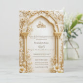 Arabesque Beige/Gold Arch Islamitische Digitale Bl Kaart (Staand voorkant)