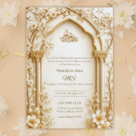 Arabesque Beige/Gold Arch Islamitische Digitale Bl Kaart