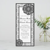 Arabesque Black Lace, 4x9.25 bruiloft uitnodiging (Staand voorkant)