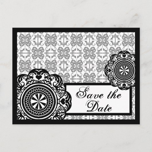 Arabesque Black Lace, bewaar de datum briefkaart (Voorkant)