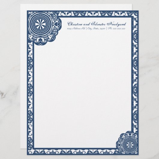 Arabesque Blauwe kant, briefhoofd (Voorkant / Achterkant)