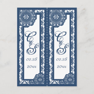 Arabesque Blauwe kant, souvenir 2x bladwijzer Briefkaart