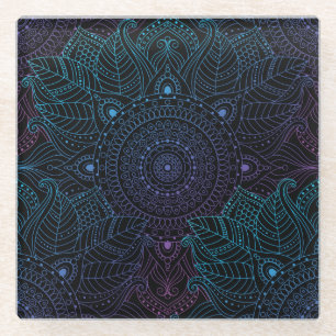Arabesque Bliss: Oosterse Mandala magie Glazen Onderzetter